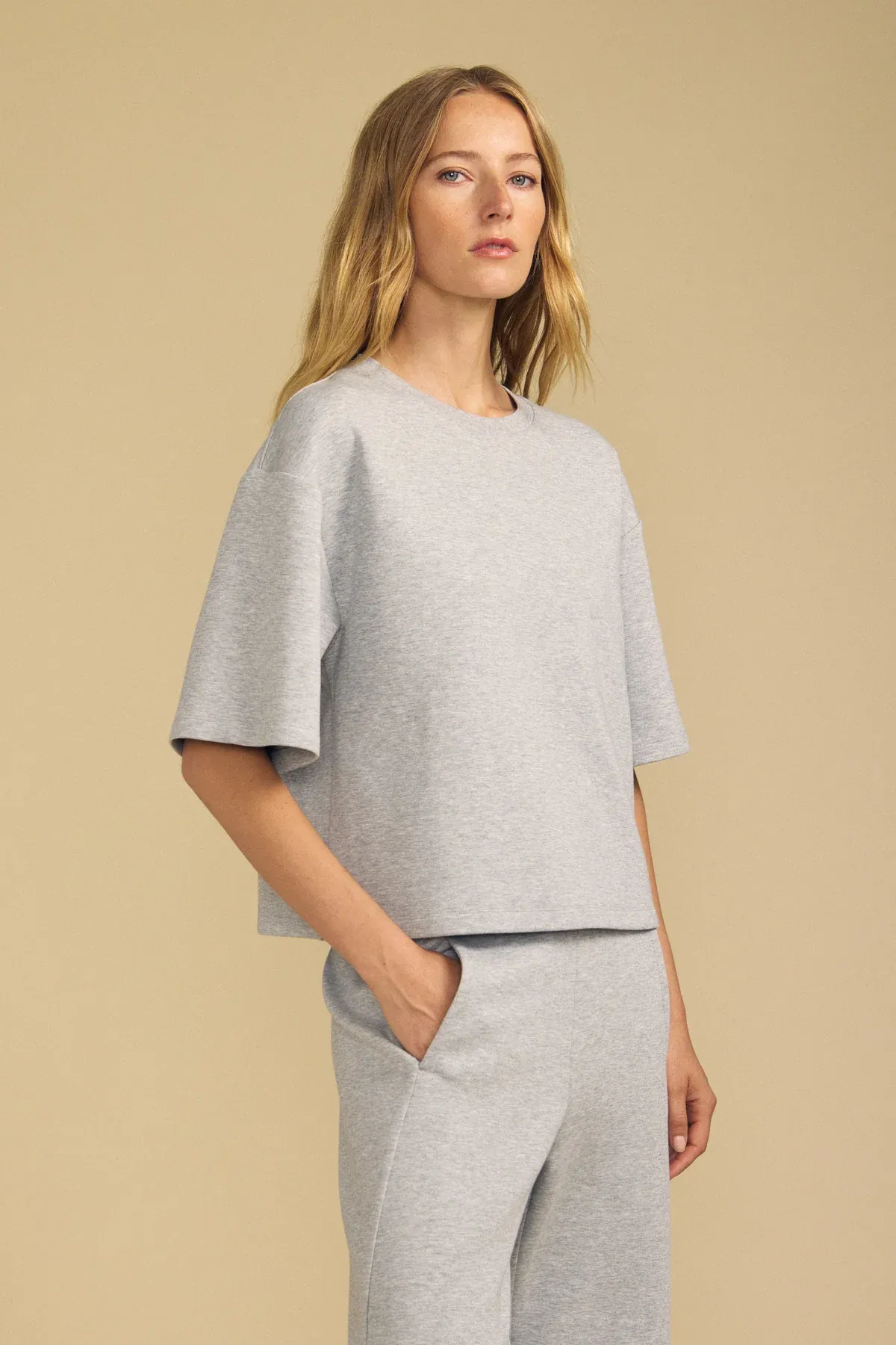 Velvet Alizza Scuba Knit Top in Heather Grey