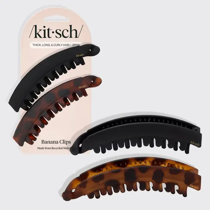 Kitsch Banana Clip 2pc in Black and Tortoise