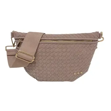 Pretty Simple Suede Westlynn Woven Bum Bag in Taupe Pretty Simple Suede Westlynn Woven Bum Bag in Taupe