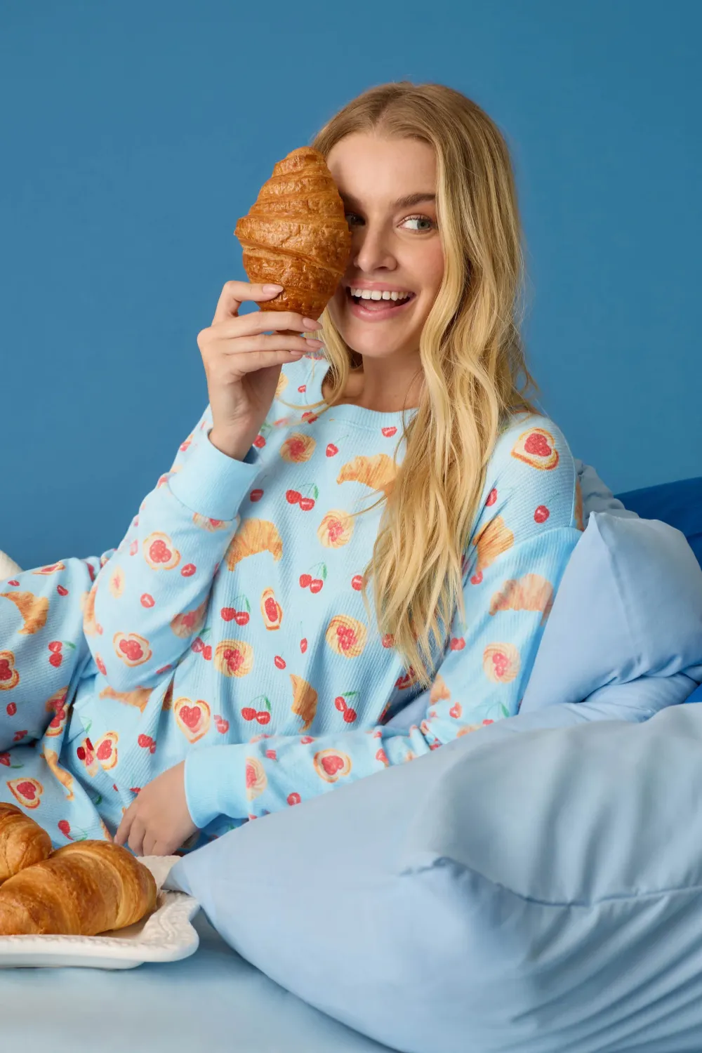 PJ Salvage Boyfriend Boxer Pastry Print PJ Set in Crystal Blue PJ Salvage Boyfriend Boxer Pastry Print PJ Set in Crystal Blue