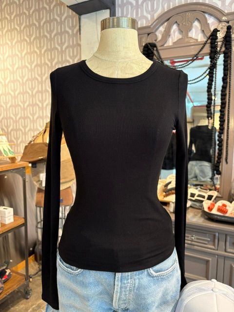 Velvet Eden Cashmere Blend Rib Top in Black Velvet Eden Cashmere Blend Rib Top in Black