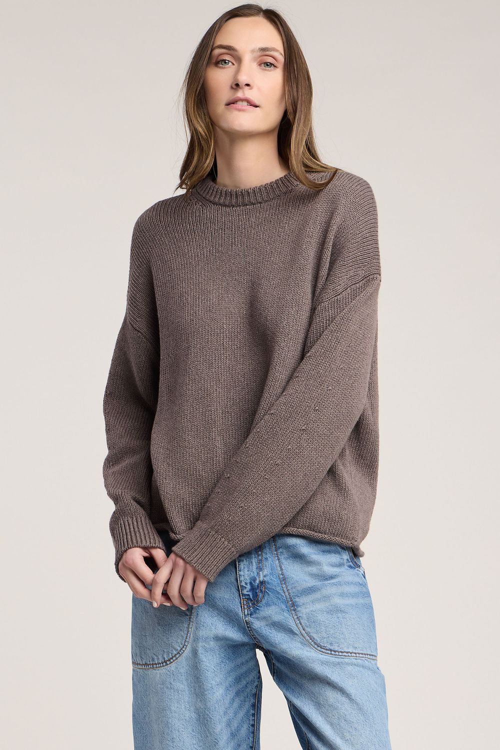 Velvet Meli Cotton Cashmere Air Sweater in Cocoa