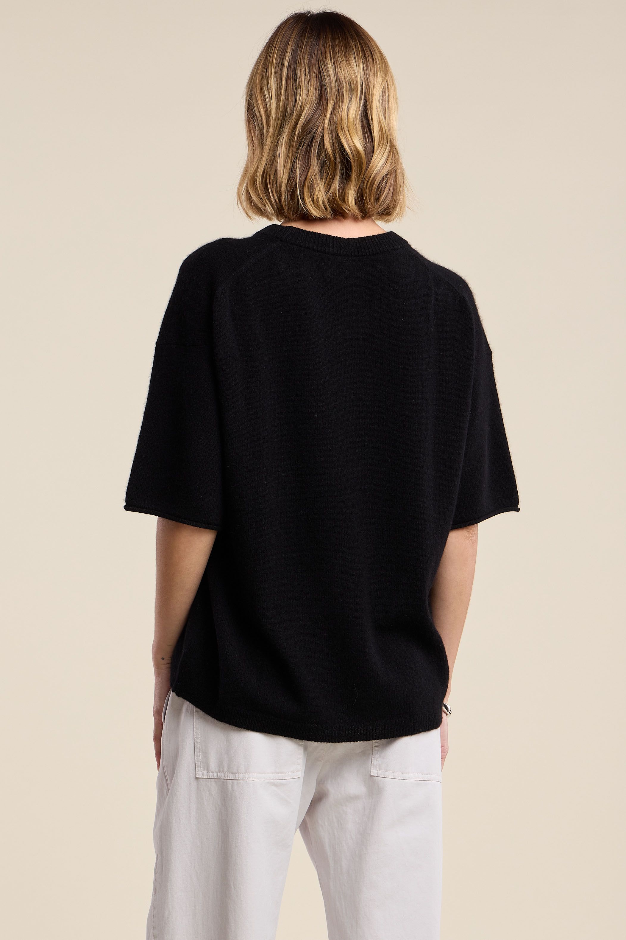 Velvet Amaya Cashmere Short Sleeve Top in Black