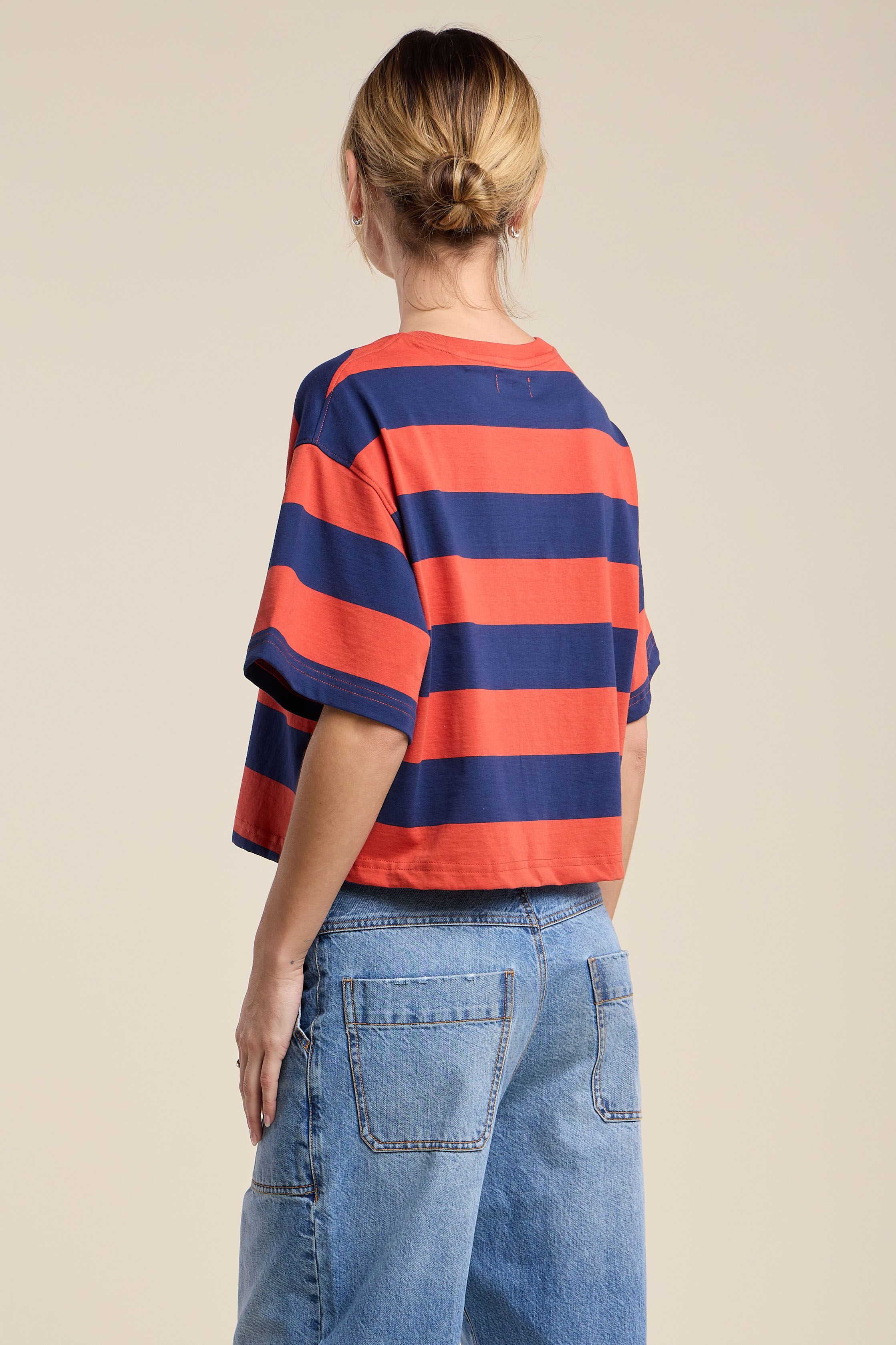 Velvet Fryee Jersey Stripe Tee in Red/Blue Stripe