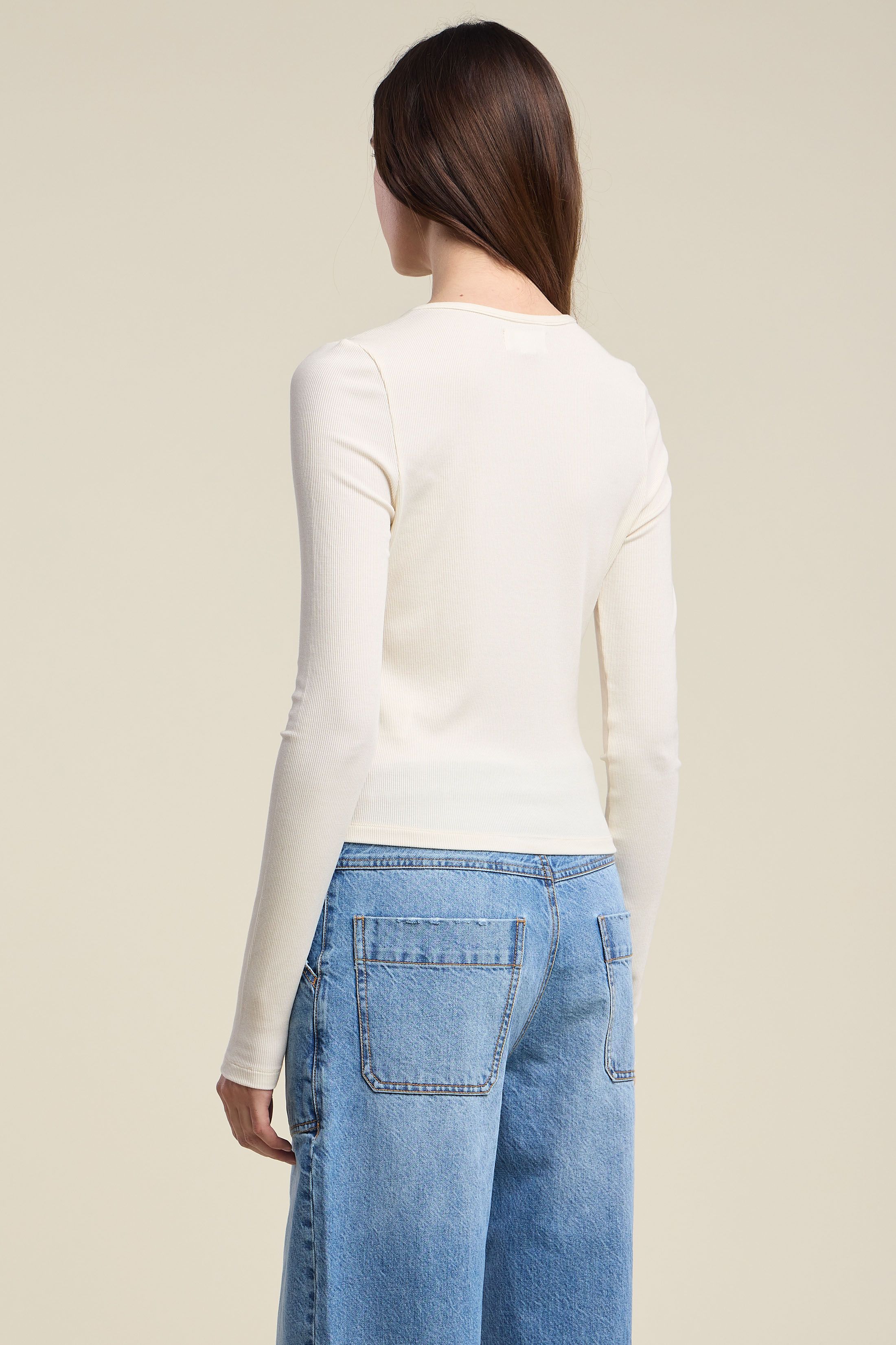 Velvet Danessa Cashmere Blend Rib Top in Pearl