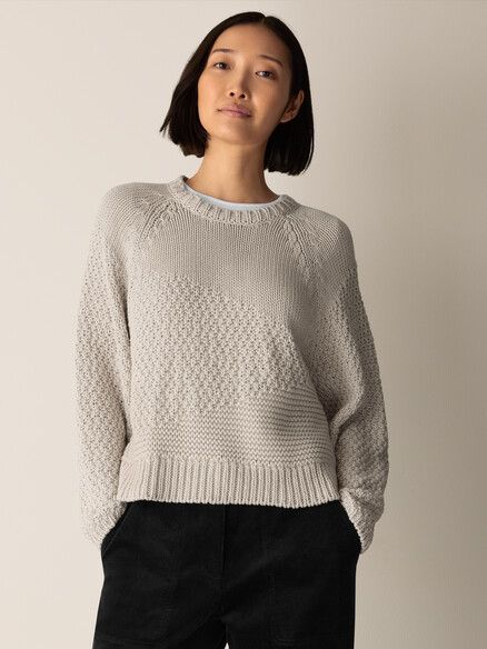 Eileen Fisher Organic Cotton Cord Crew Neck Sweater in Plaster Eileen Fisher Organic Cotton Cord Crew Neck Sweater in Plaster