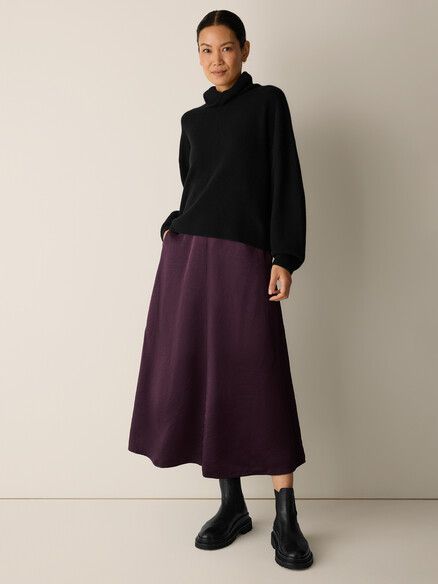 Eileen Fisher Textured Satin Half-Circle Skirt in Purple Carrot