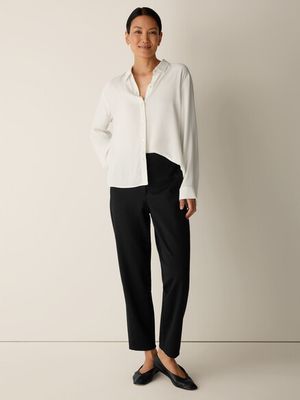 Eileen Fisher Washable Flex Ponte Tapered Trouser Pant in Black Eileen Fisher Washable Flex Ponte Tapered Trouser Pant in Black