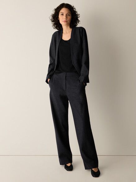 Eileen Fisher Melange Felted Wool Jersey Straight Trouser in Charcoal Eileen Fisher Melange Felted Wool Jersey Straight Trouser in Charcoal
