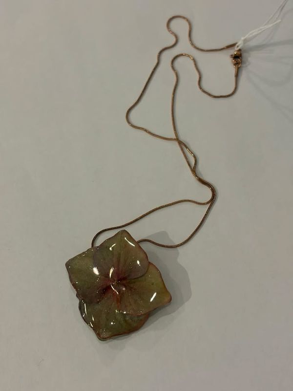JM Studios Handmade Flower Petal Necklace in Green & Pink Sparkle - #27 JM Studios Handmade Flower Petal Necklace in Green & Pink Sparkle - #27