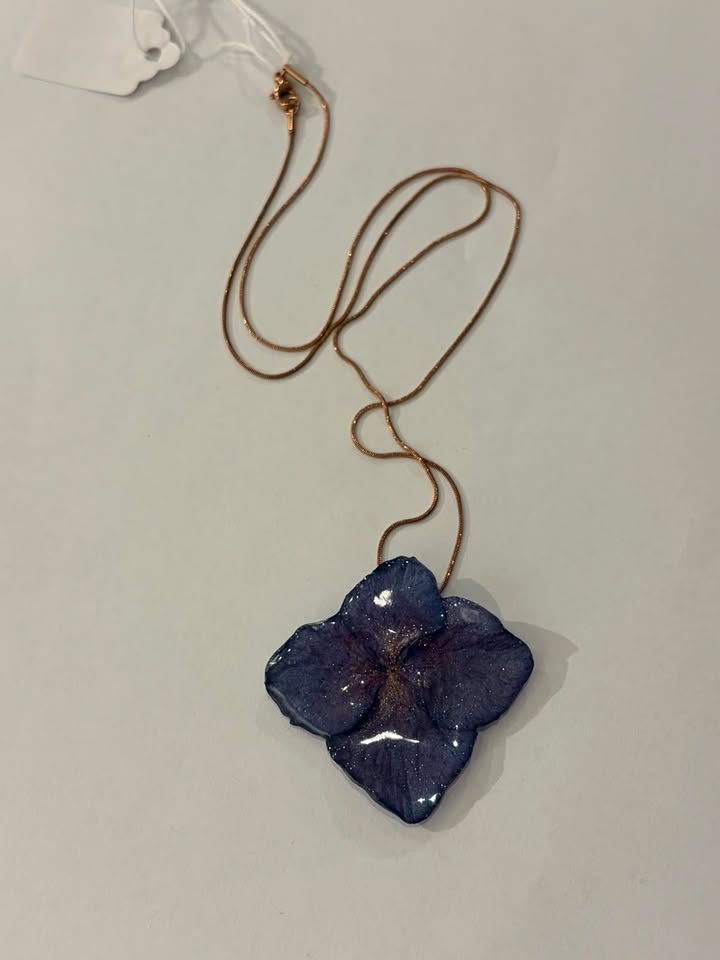 JM Studios Handmade Flower Petal Necklace in Purple Sparkle - #30