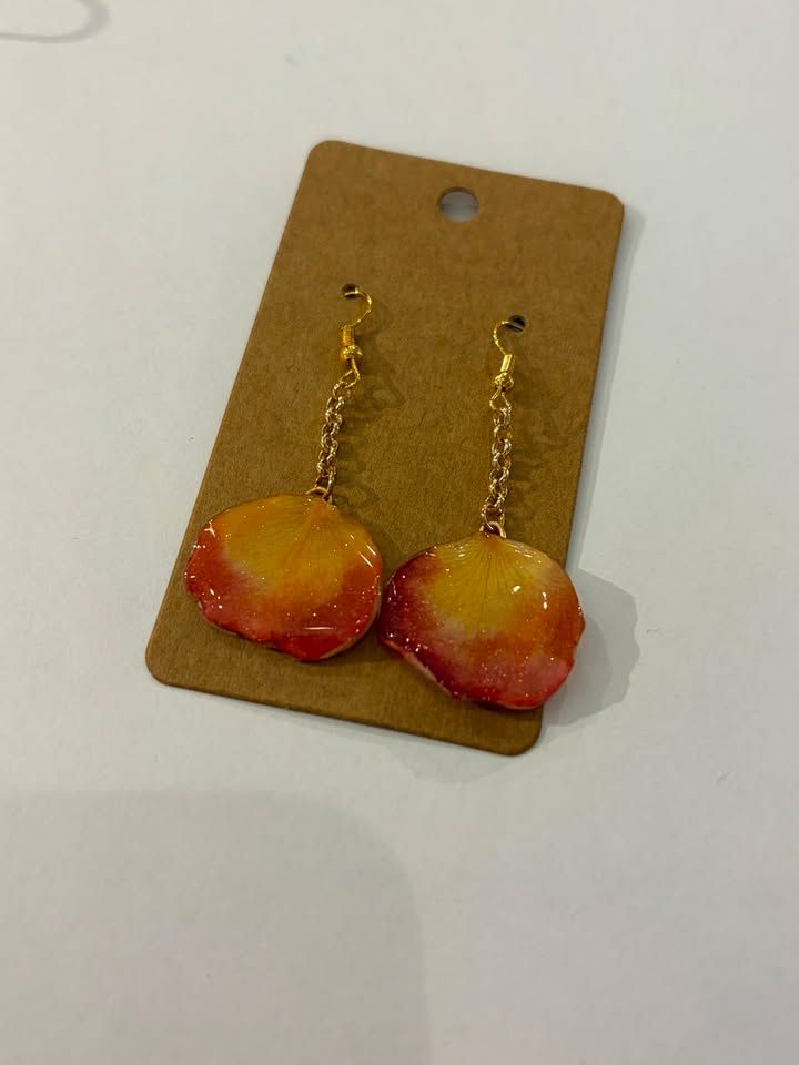 JM Studios Handmade Flower Earrings in Yellow & Pink Ombre - #20 JM Studios Handmade Flower Earrings in Yellow & Pink Ombre - #20