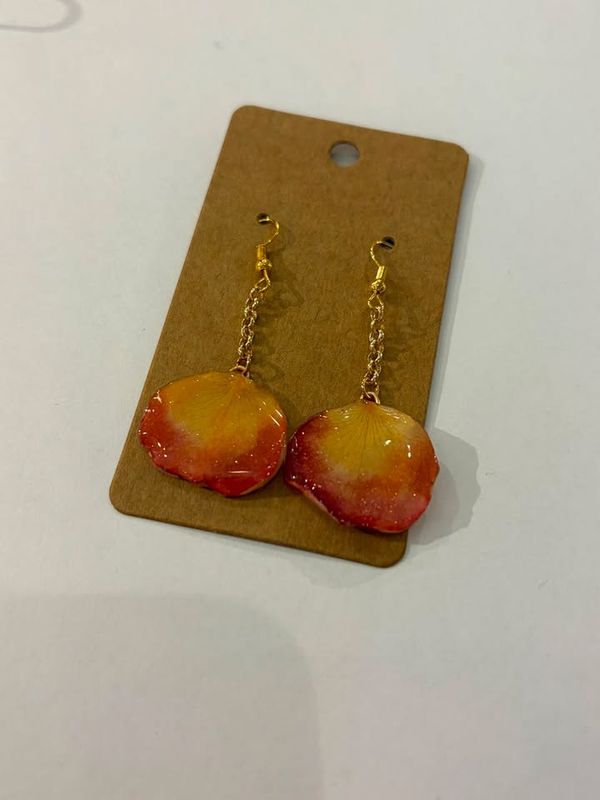 JM Studios Handmade Flower Earrings in Yellow & Pink Ombre - #20 JM Studios Handmade Flower Earrings in Yellow & Pink Ombre - #20