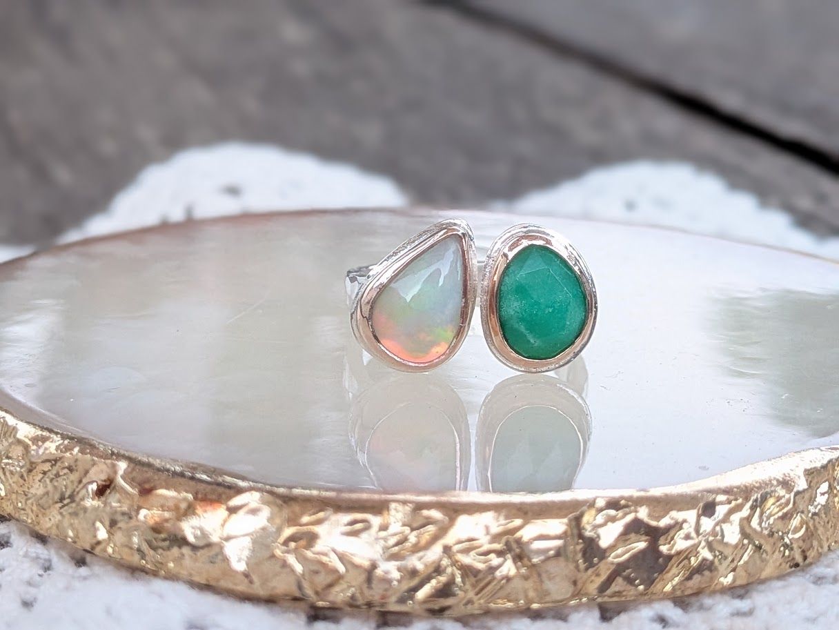 Savage Roots Anya Ring in Sterling Silver, 14KGF, Ethiopian Opal & Chyrsoprase Savage Roots Anya Ring in Sterling Silver, 14KGF, Ethiopian Opal & Chyrsoprase