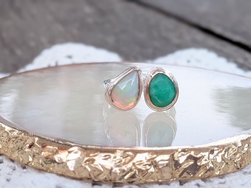 Savage Roots Anya Ring in Sterling Silver, 14KGF, Ethiopian Opal & Chyrsoprase Savage Roots Anya Ring in Sterling Silver, 14KGF, Ethiopian Opal & Chyrsoprase
