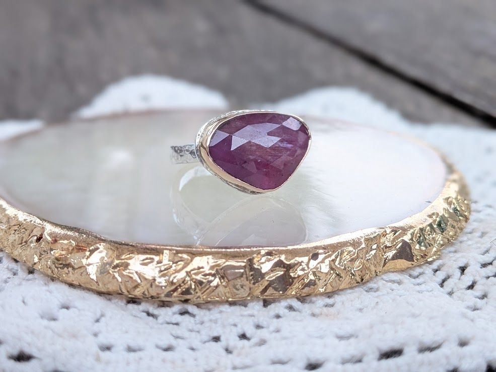 Savage Roots Joanie Ring in Pink Sapphire, 14KGF & Sterling Silver
