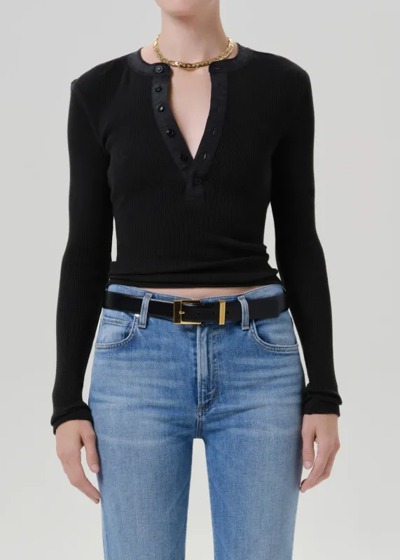 Citizens of Humanity Drea Waffle Henley in Juniper Citizens of Humanity Drea Waffle Henley in Juniper