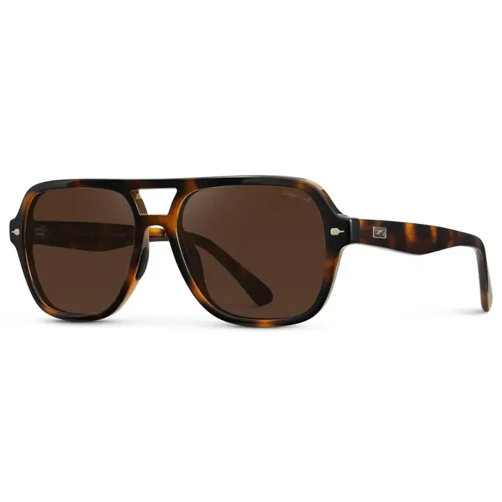 WMP Rally Double Bridge Aviator Sunglasses in Brown Tortoise/Dark Brown Lens WMP Rally Double Bridge Aviator Sunglasses in Brown Tortoise/Dark Brown Lens