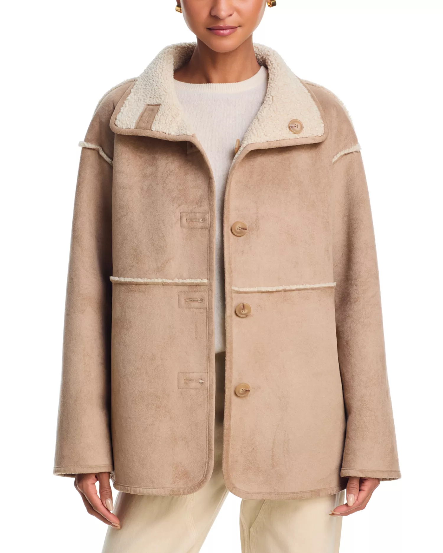 Velvet Shona Reversible Faux Sherpa Jacket in Sand