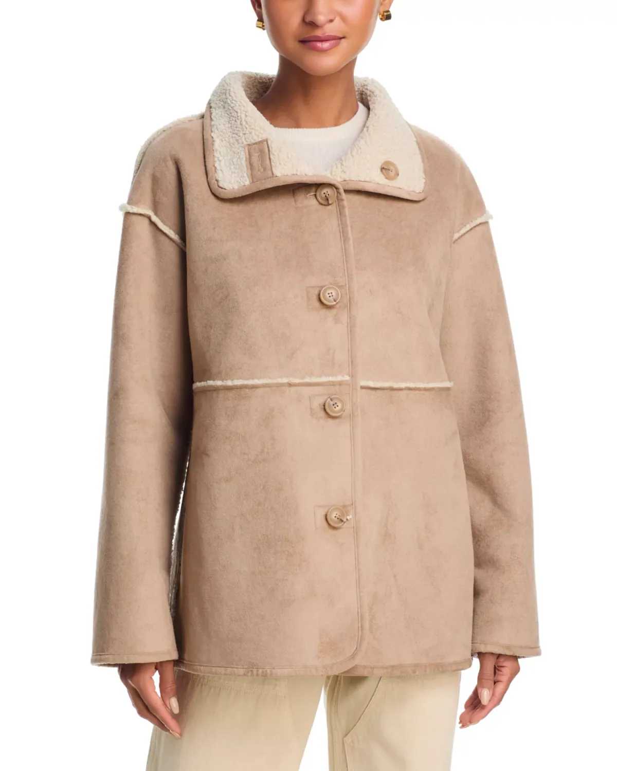 Velvet Shona Reversible Faux Sherpa Jacket in Sand Velvet Shona Reversible Faux Sherpa Jacket in Sand