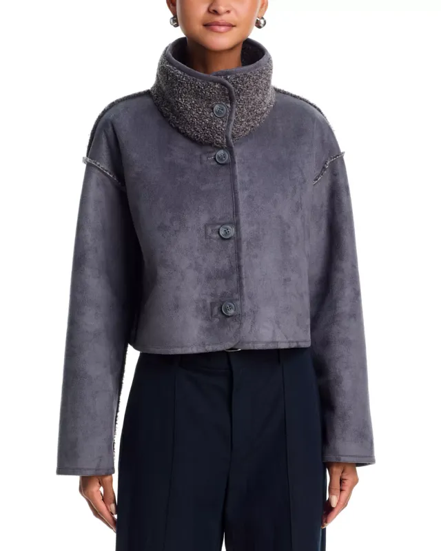 Velvet Esme Faux Sherpa Reversible Jacket in Graphite