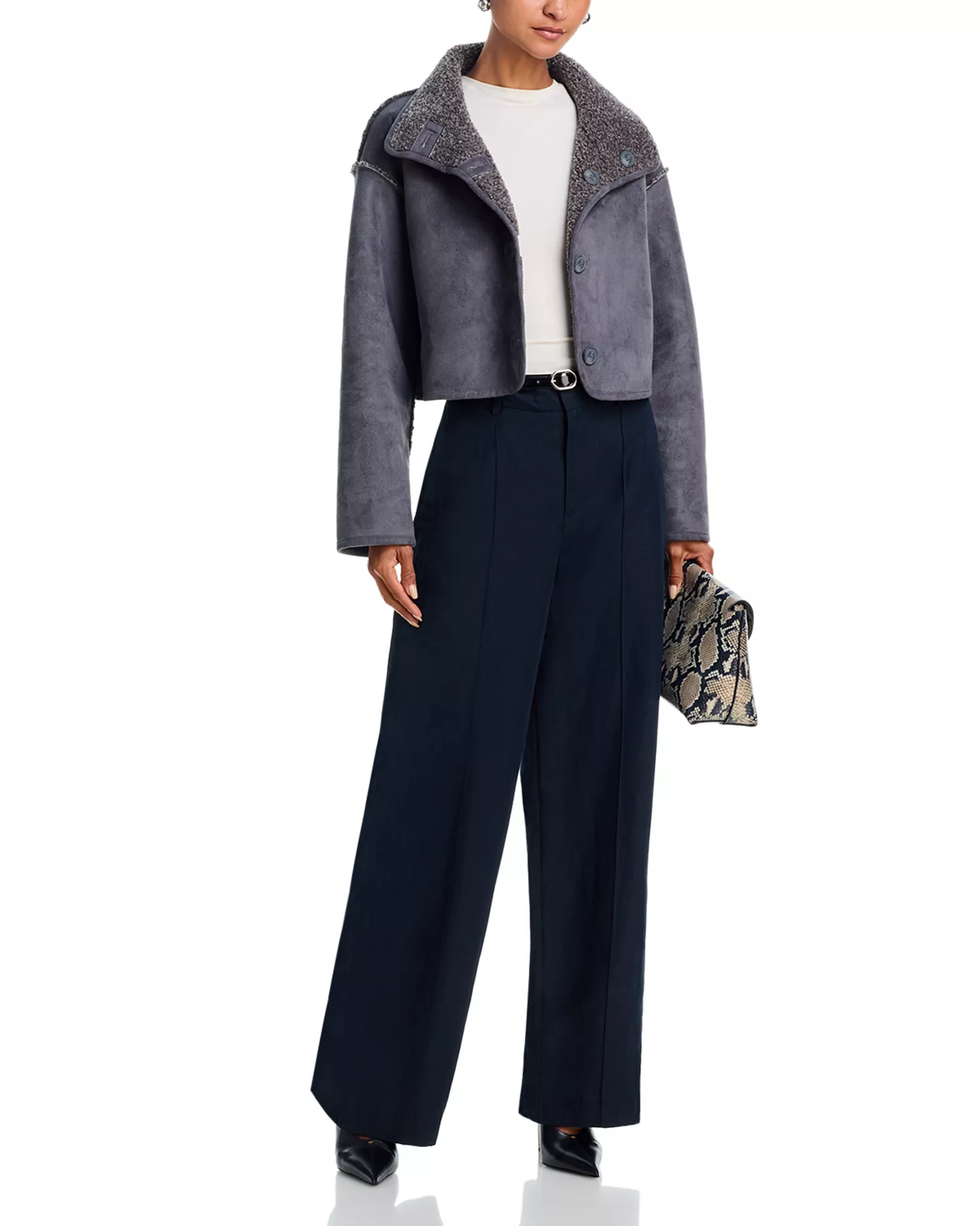 Velvet Esme Faux Sherpa Reversible Jacket in Graphite
