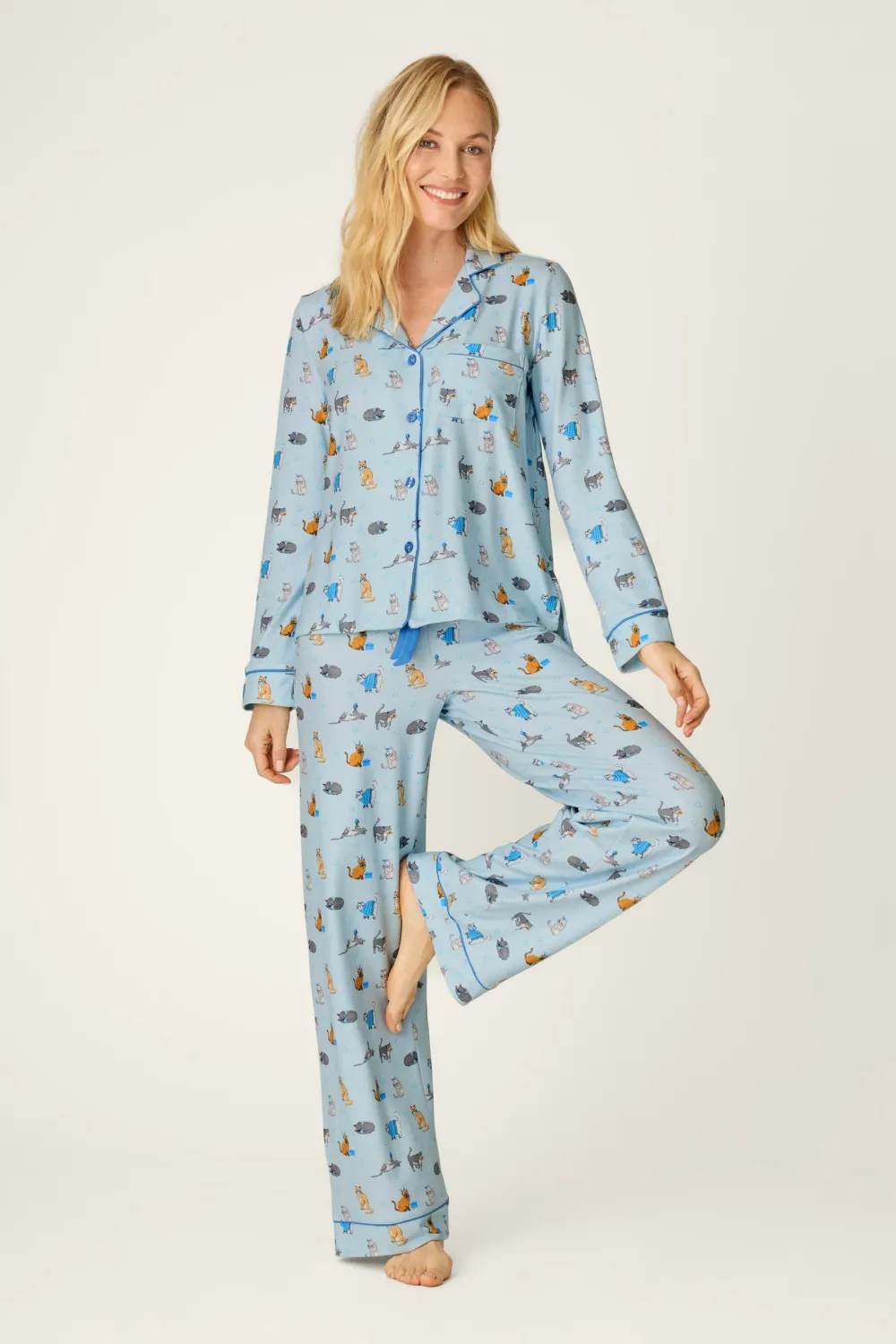 PJ Salvage Hanukkatz Paws for Celebration PJ Set in Ice Blue PJ Salvage Hanukkatz Paws for Celebration PJ Set in Ice Blue