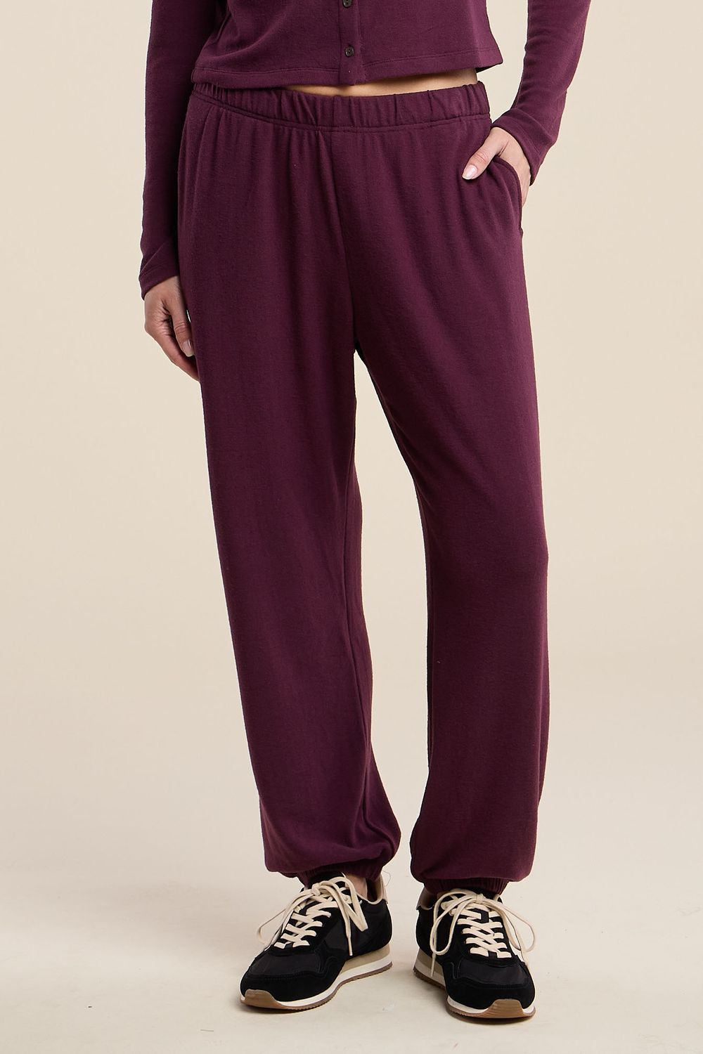 Velvet Harriet Kashmir Knit Sweatpant in Dark Plum Velvet Harriet Kashmir Knit Sweatpant in Dark Plum