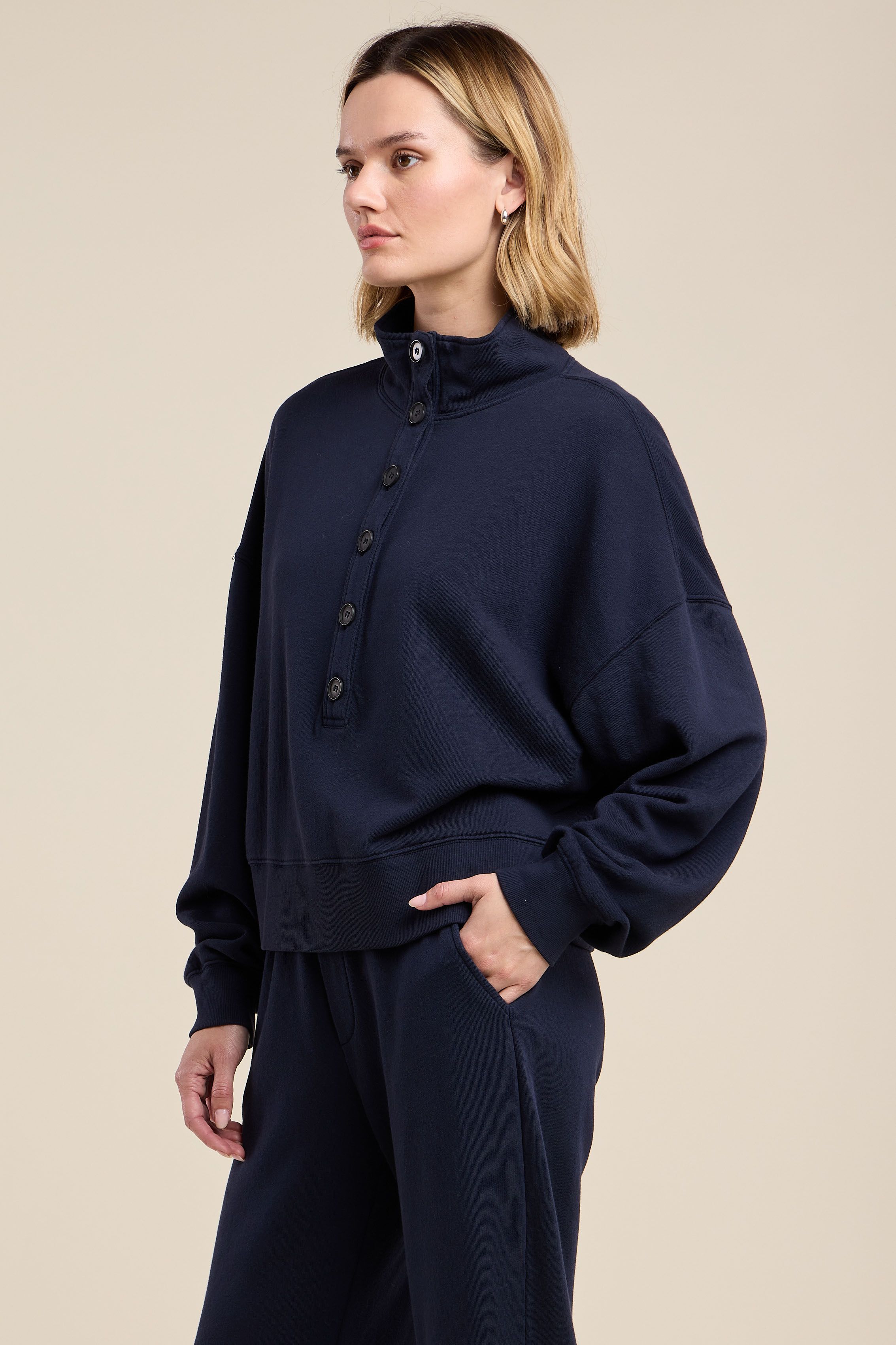 Velvet Fatima Fleece Sweatshirt in Navy