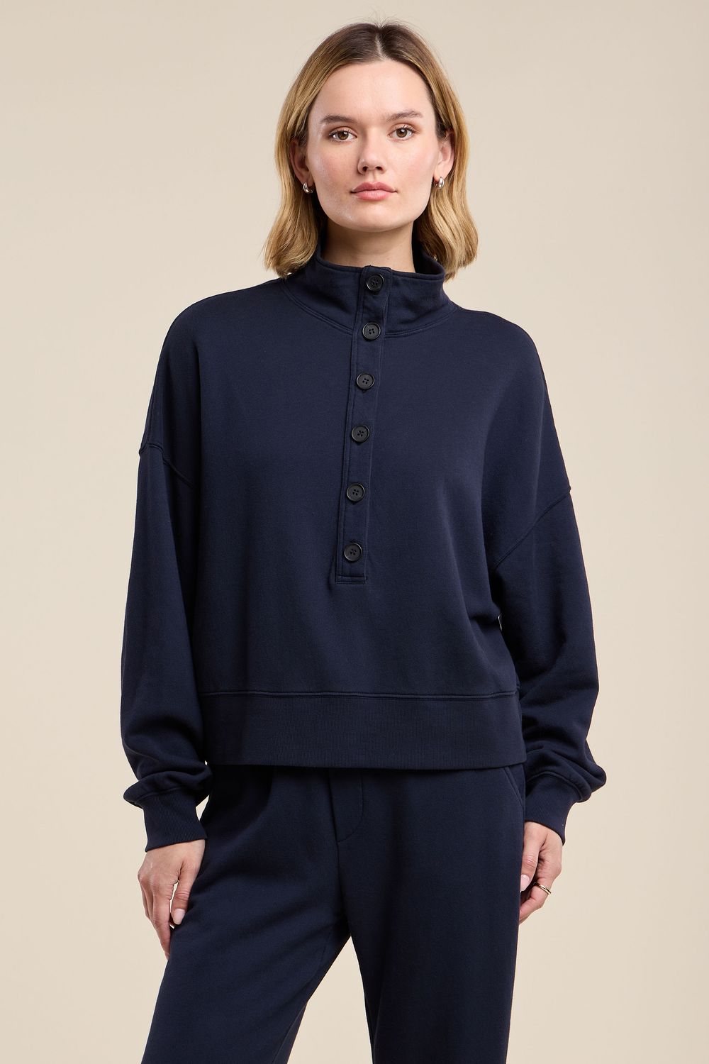 Velvet Fatima Fleece Sweatshirt in Navy Velvet Fatima Fleece Sweatshirt in Navy
