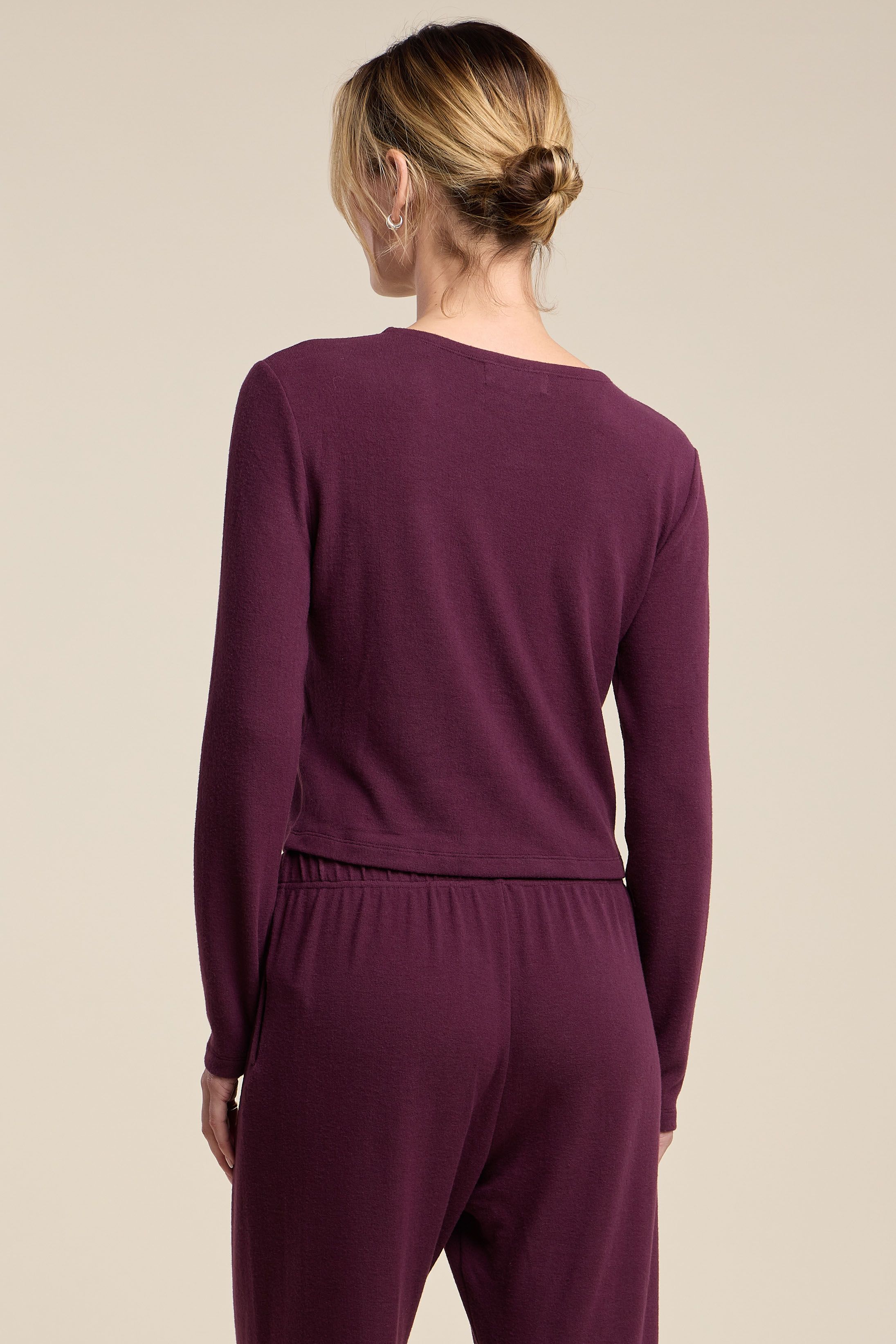 Velvet Beatrice Kashmir Knit Cardigan in Dark Plum
