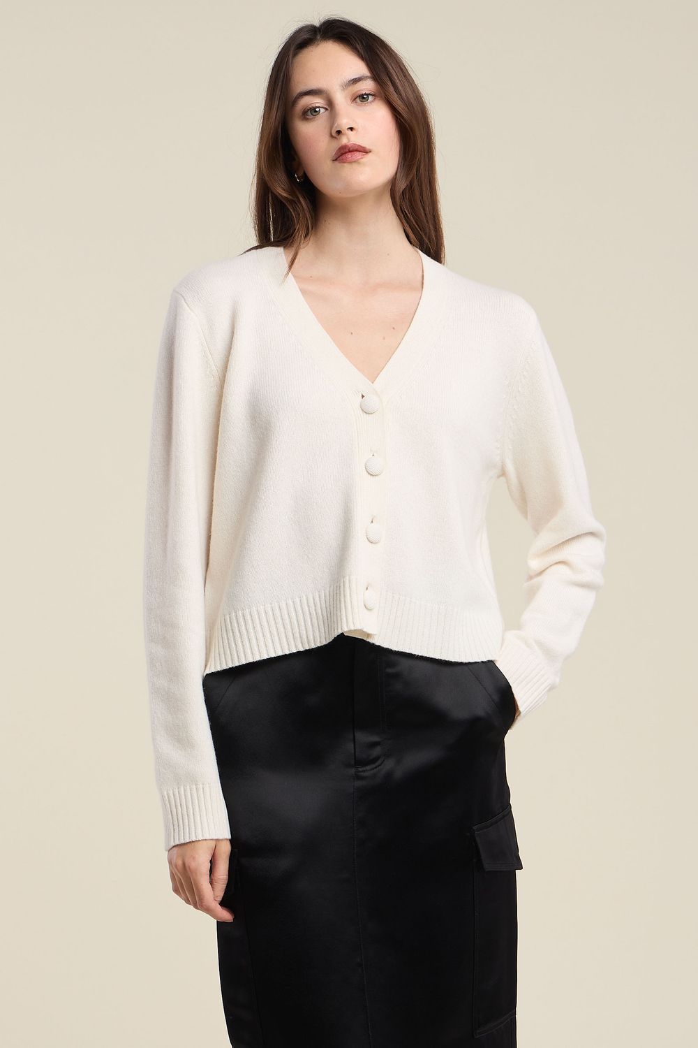 Velvet Etna Cozy Kashmir Cardigan in Milk