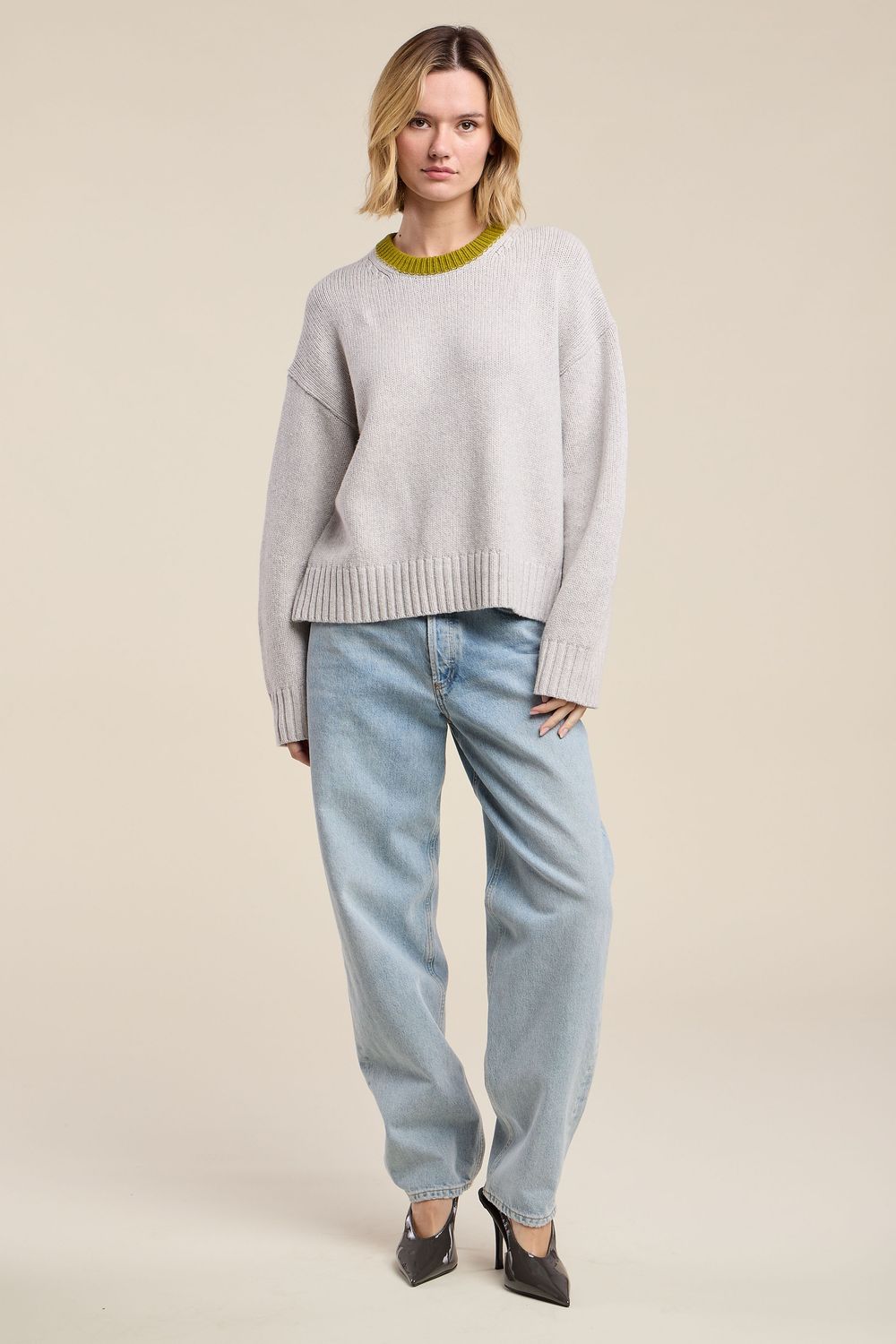 Velvet Calen Cozy Kashmir Air Sweater in Light Heather