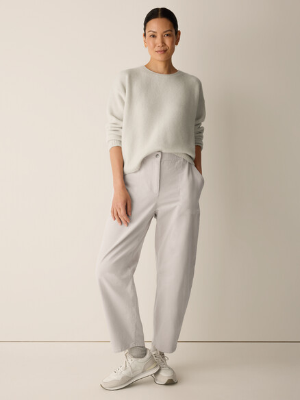 Eileen Fisher Cashmere Silk Bliss Crew Neck Top in Plaster