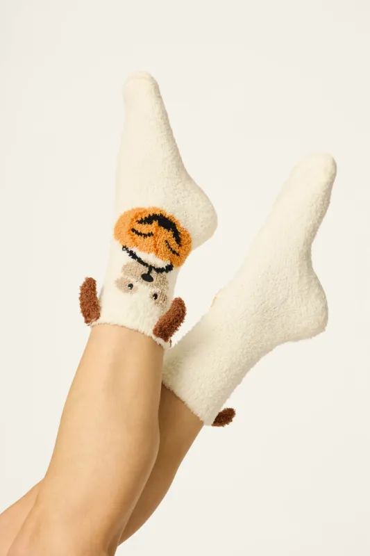 PJ Salvage Trick-or-Treating Dog Fuzzy Socks w/Grippers PJ Salvage Trick-or-Treating Dog Fuzzy Socks w/Grippers