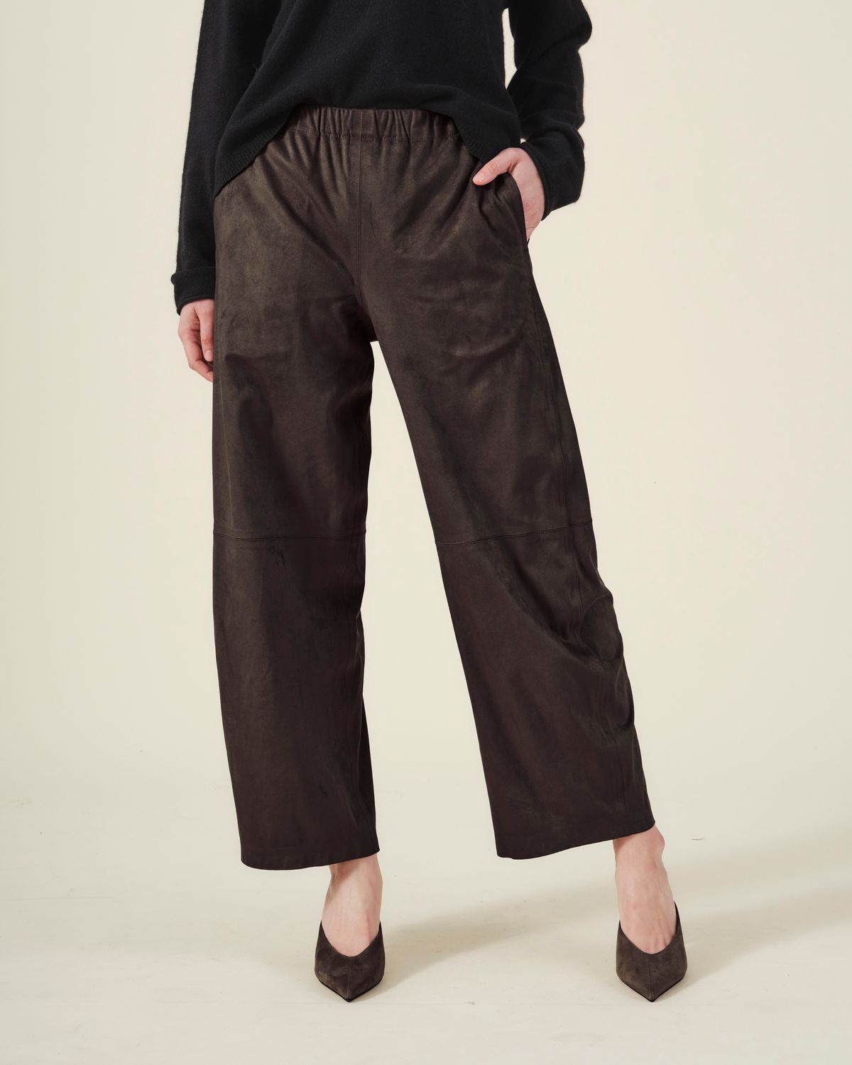 Velvet Aliza Faux Suede Trouser in Mole