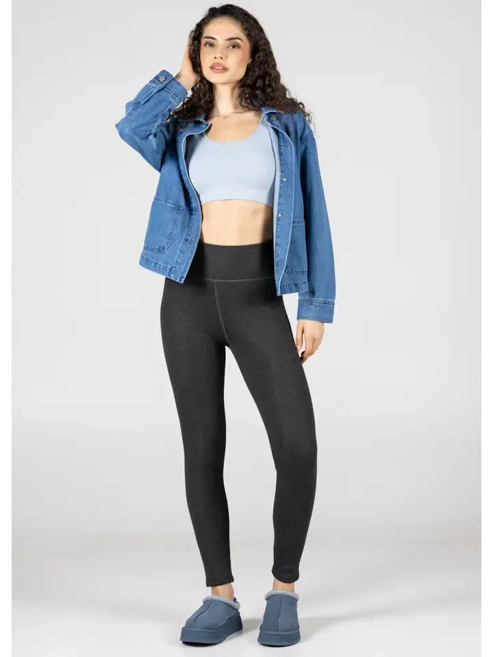C'est Moi Viscose Sherpa Lined Leggings in Heather Charcoal