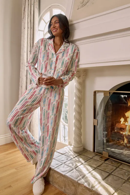 PJ Salvage Apres All Day Ski Print 3pc PJ Set in Ivory PJ Salvage Apres All Day Ski Print 3pc PJ Set in Ivory