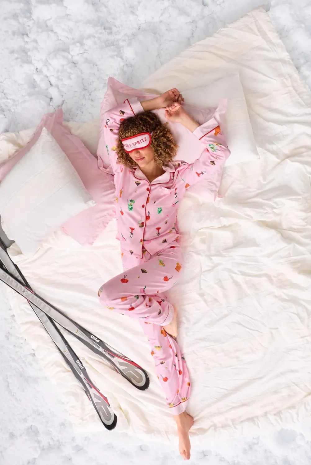 PJ Salvage First Chair, Last Call Cocktail Print 3pc PJ Set in Tender Pink PJ Salvage First Chair, Last Call Cocktail Print 3pc PJ Set in Tender Pink