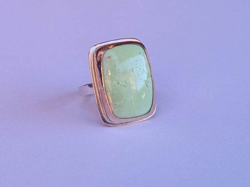 Savage Roots Randi Ring in Lemon Chrysoprase , Sterling Silver & 14KGF Savage Roots Randi Ring in Lemon Chrysoprase , Sterling Silver & 14KGF
