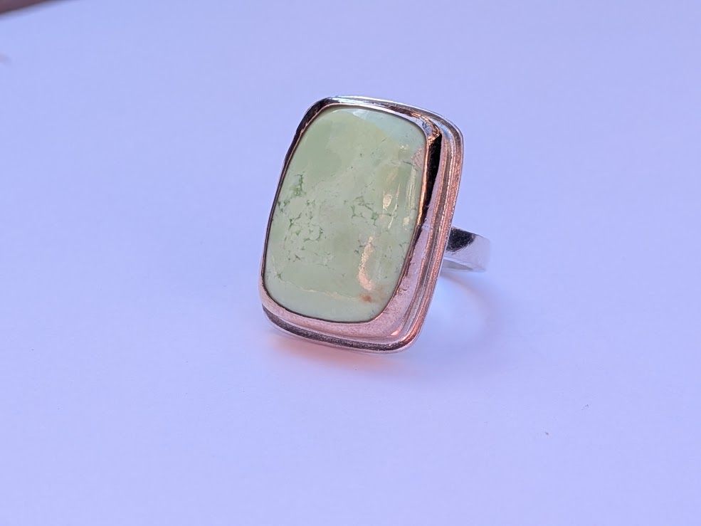 Savage Roots Randi Ring in Lemon Chrysoprase , Sterling Silver & 14KGF
