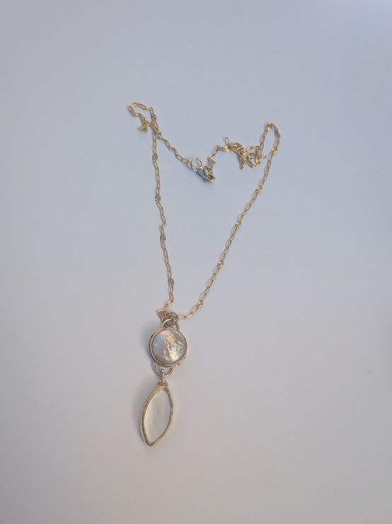 Savage Roots Kit Necklace in Freshwater Pearl, Mother of Pearl, 14KGF & Sterling Silver