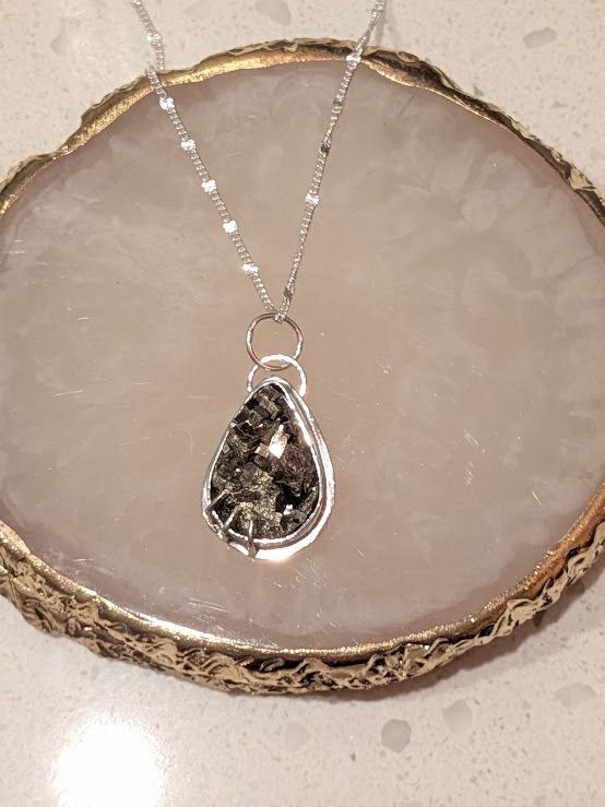 Savage Roots Pippy Necklace in Pyrite Druzy & Sterling Silver Savage Roots Pippy Necklace in Pyrite Druzy & Sterling Silver