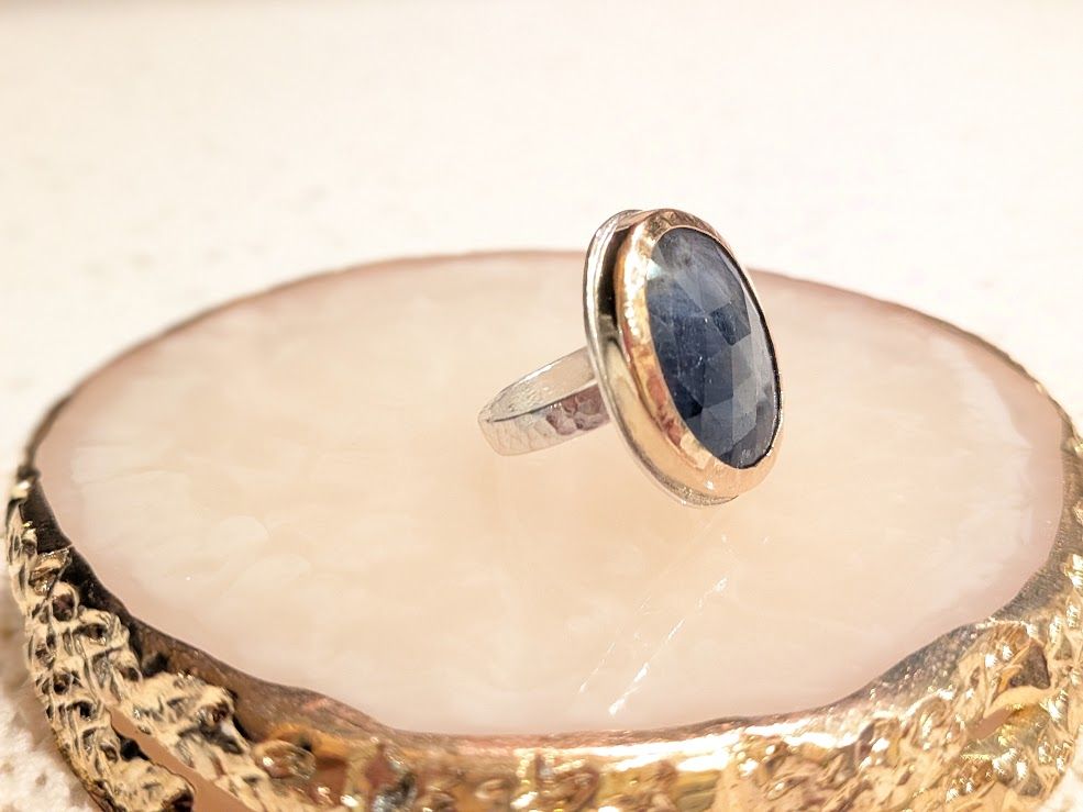 Savage Roots Hilton Ring in Blue Sapphire, Sterling Silver & 14KGF