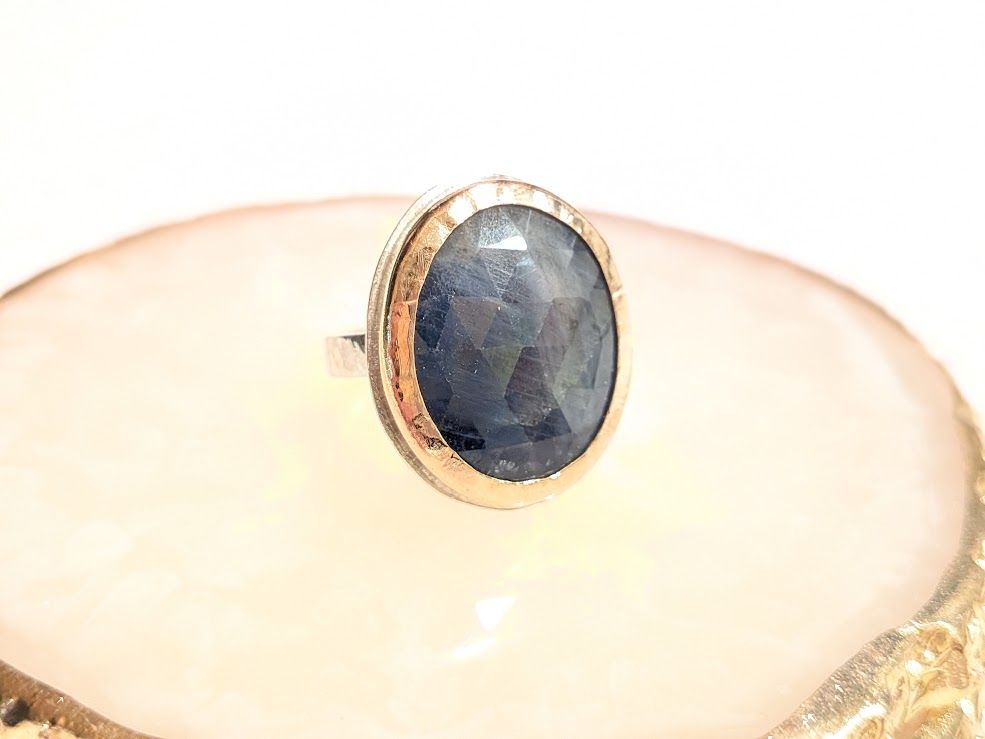 Savage Roots Hilton Ring in Blue Sapphire, Sterling Silver & 14KGF
