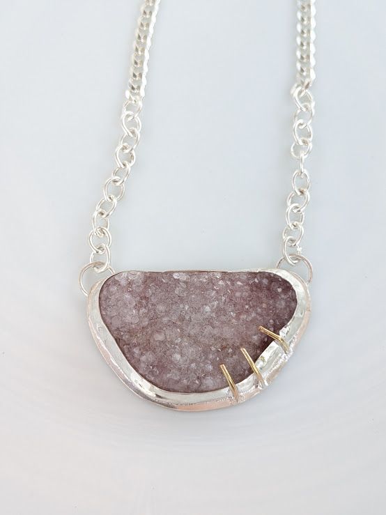 Savage Roots Herlands Necklace in Druzy Sterling Silver & 14KGF Savage Roots Herlands Necklace in Druzy Sterling Silver & 14KGF