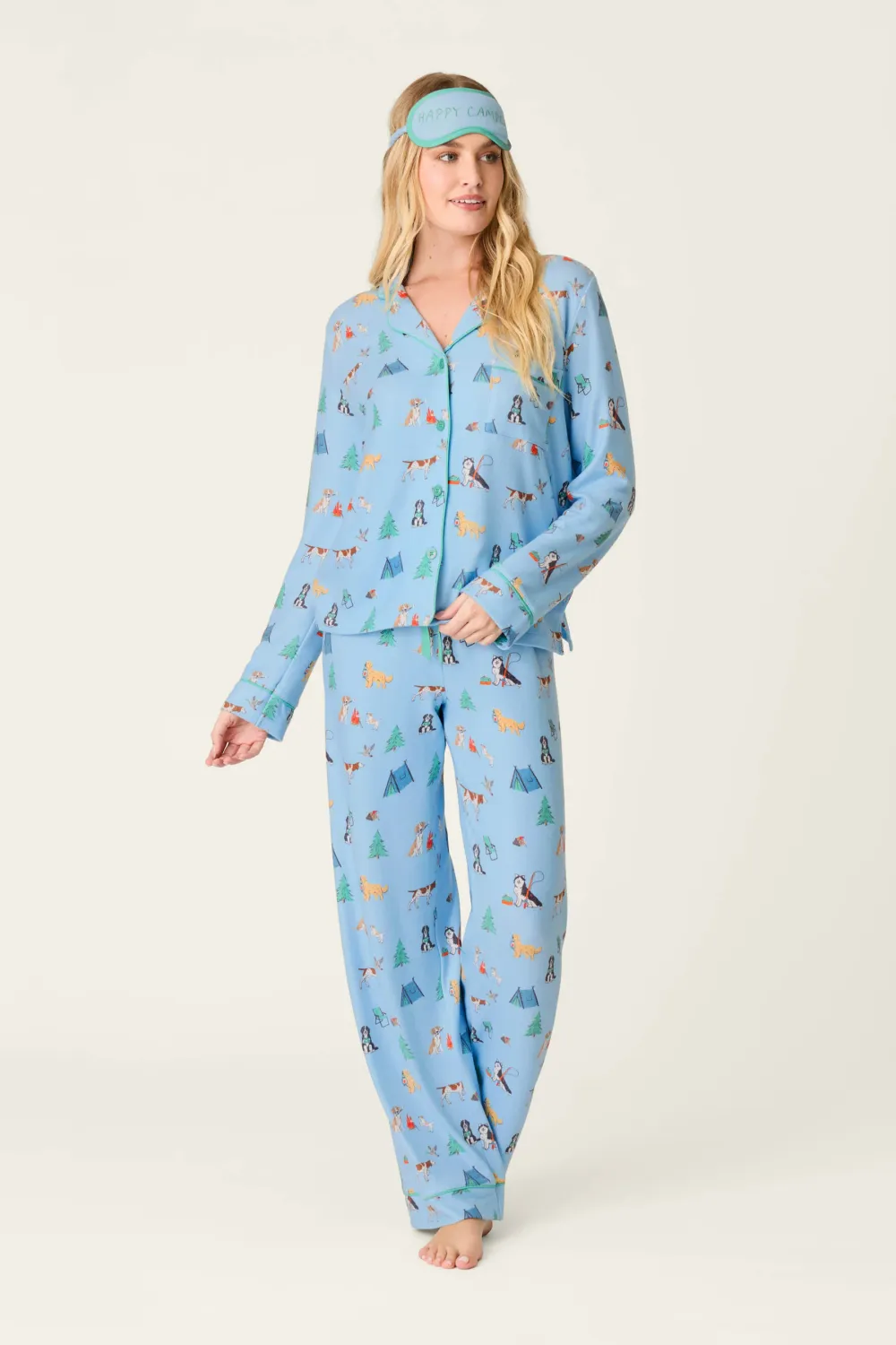 PJ Salvage Happy Campawr Dogs Camping Print 3pc PJ Set in Angel Blue PJ Salvage Happy Campawr Dogs Camping Print 3pc PJ Set in Angel Blue