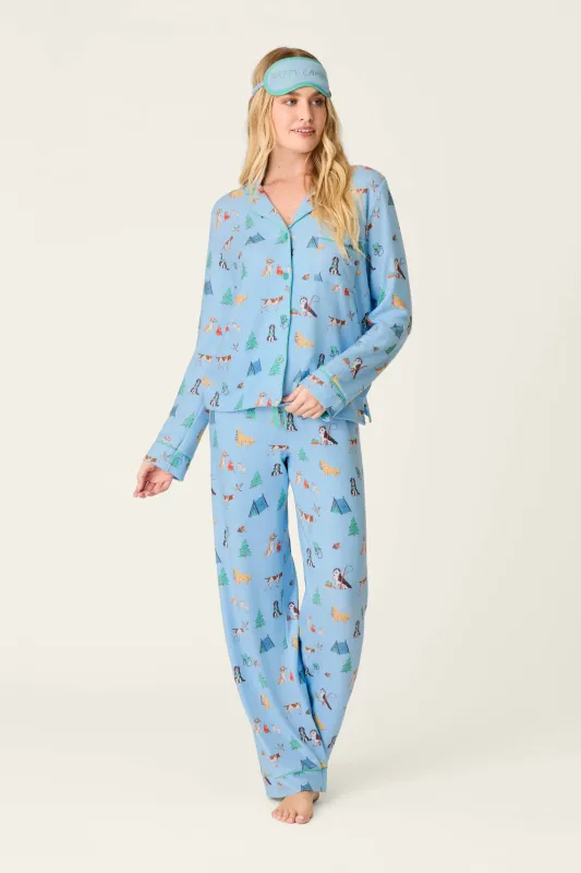 PJ Salvage Happy Campawr Dogs Camping Print 3pc PJ Set in Angel Blue PJ Salvage Happy Campawr Dogs Camping Print 3pc PJ Set in Angel Blue
