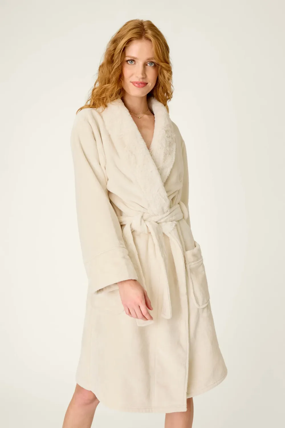 PJ Salvage Luxe Plush Robe In Natural