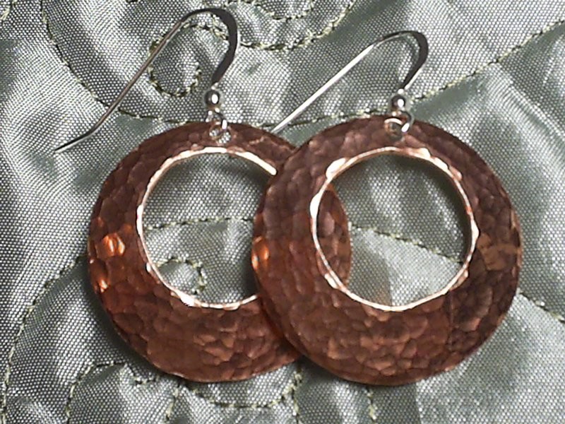 Hand Hammered Copper Moons on Sterling